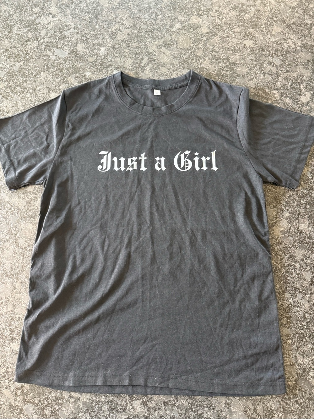 Just a Girl Graphic Tee Black Crew Neck